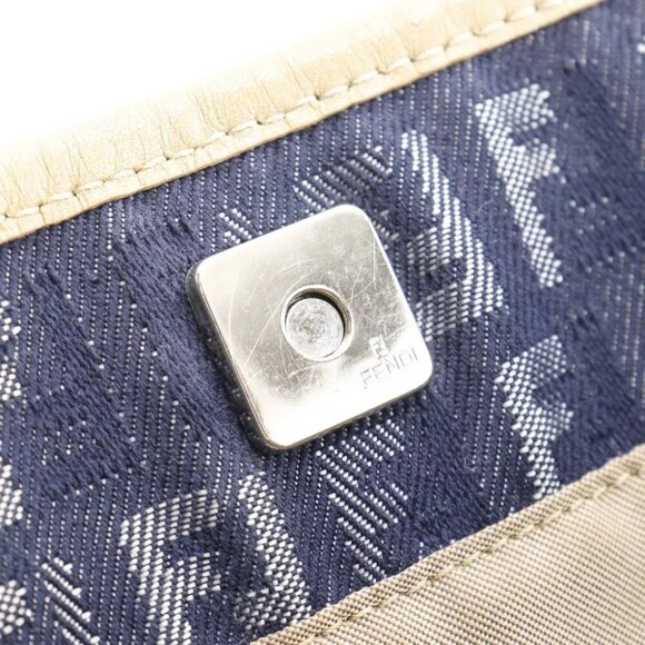 FENDI Zucchino Handbag Tote Bag Navy blue denim/leather Women - Picture 2 of 9
